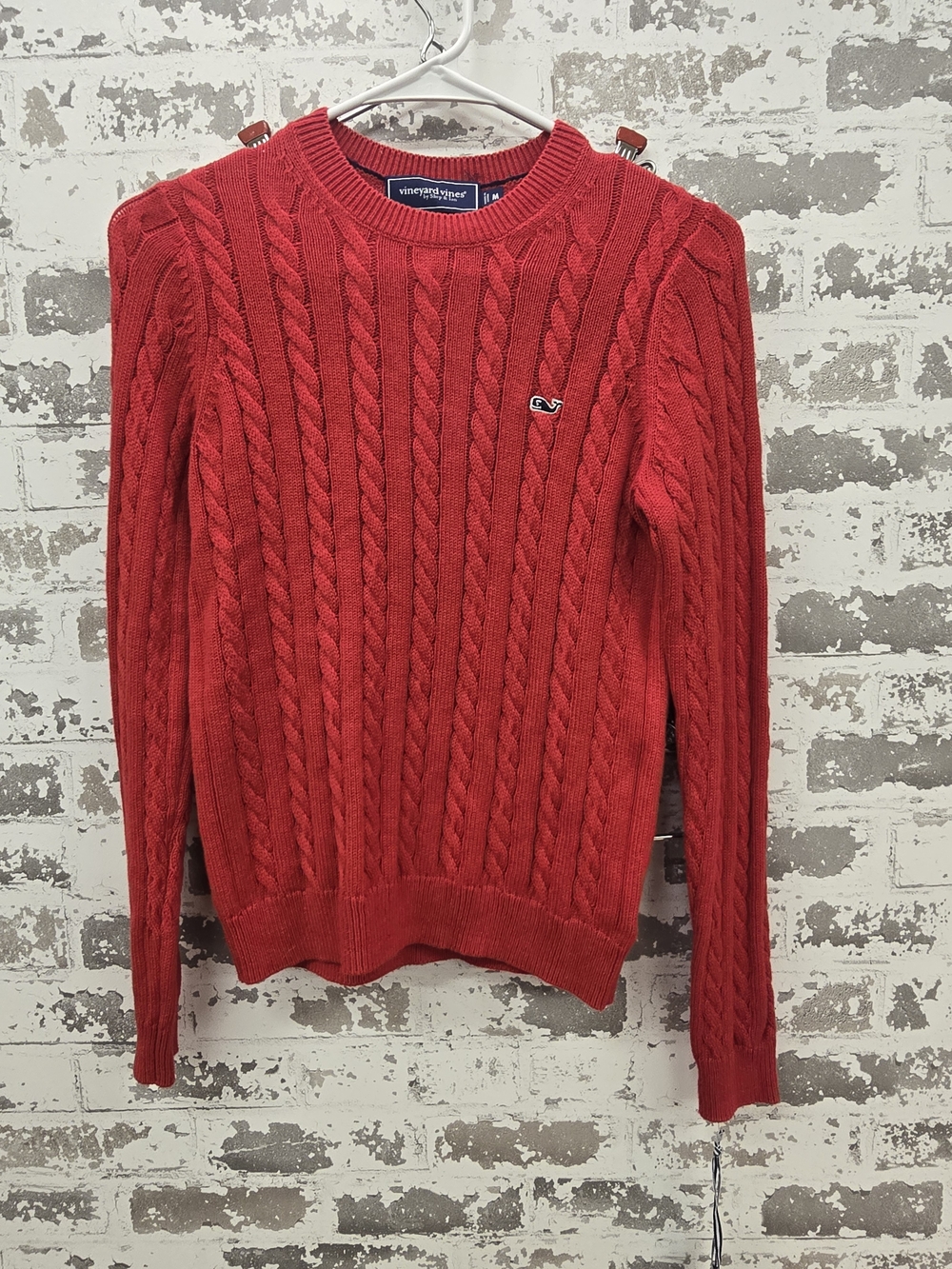 Vineyard Vines Men's Red Cable Knit Sweater